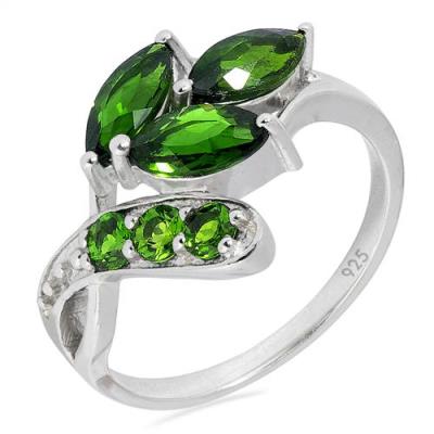 BUY REAL CHROME DIOPSITE GEMSTONE RING IN STERLING SILVER