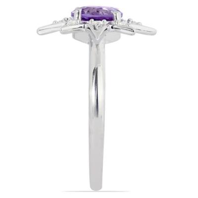 BUY STERLING SILVER  BRAZILIAN AMETHYST GEMSTONE CLASSIC RING