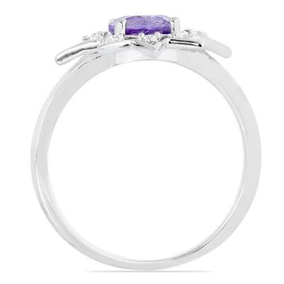 BUY STERLING SILVER  BRAZILIAN AMETHYST GEMSTONE CLASSIC RING
