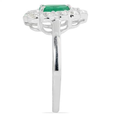 BUY NATURAL EMERALD GEMSTONE HALO RING IN 925 SILVER 