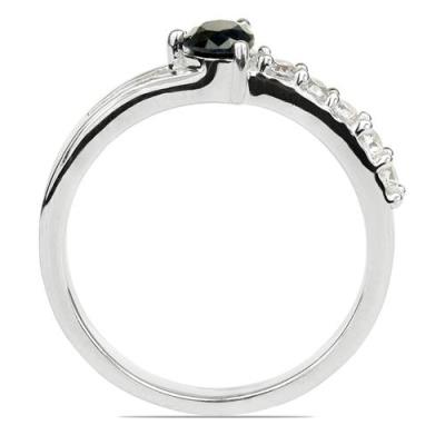 BUY 925 SILVER NATURAL BLACK SAPPHIRE GEMSTONE CLASSIC RING