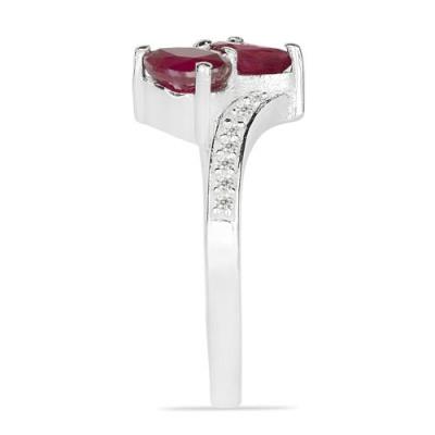 BUY 925 SILVER NATURAL GLASS FILLED RUBY GEMSTONE RING
