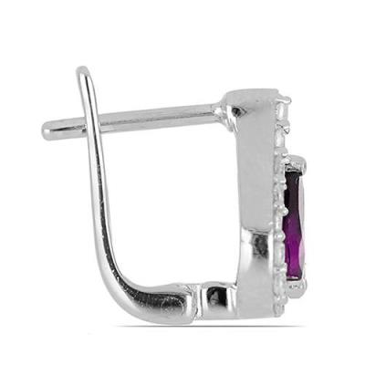 BUY STERLING SILVER NATURAL EMERALD GEMSTONE CLASSIC EARRINGS