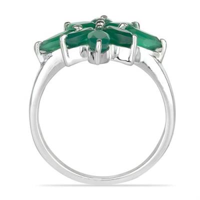 BUY REAL GREEN ONYX GEMSTONE CLUSTER RING IN 925 SILVER