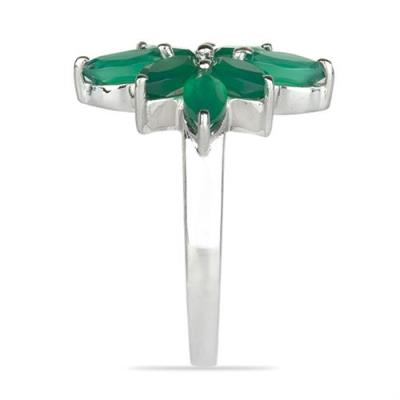 BUY REAL GREEN ONYX GEMSTONE CLUSTER RING IN 925 SILVER