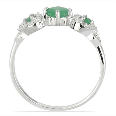 BUY STERLING SILVER NATURAL EMERALD GEMSTONE RING