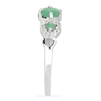 BUY STERLING SILVER NATURAL EMERALD GEMSTONE RING