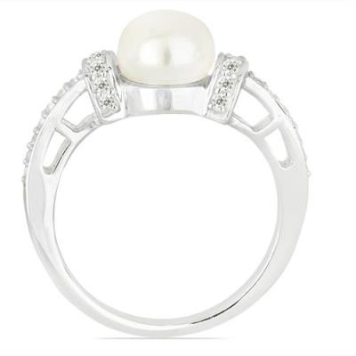 BUY NATURAL WHITE FRESHWATER PEARL GEMSTONE RING IN 925 SILVER