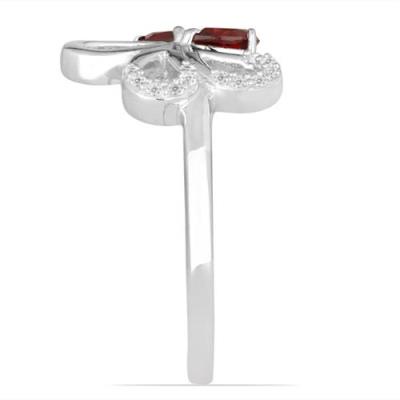 BUY NATURAL GARNET GEMSTONE FLOWER RING IN 925 SILVER