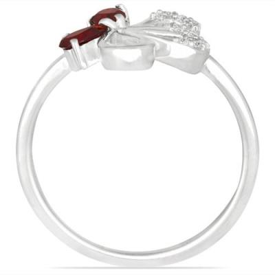 BUY NATURAL GARNET GEMSTONE FLOWER RING IN 925 SILVER