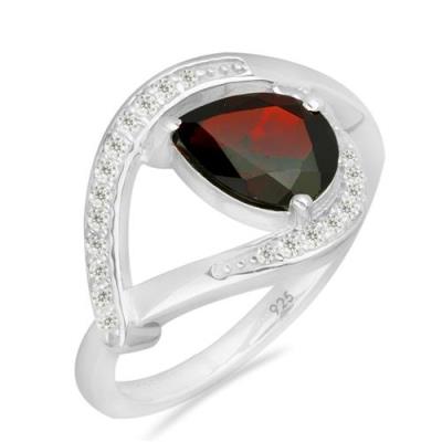 BUY NATURAL GARNET GEMSTONE CLASSIC RING IN 925 STERLING SILVER