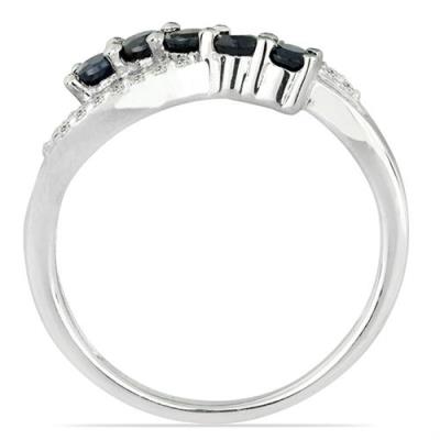 BUY 925 SILVER NATURAL BLUE SAPPHIRE MULTI GEMSTONE STYLISH RING