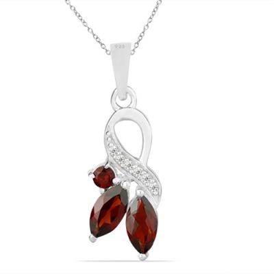 BUY NATURAL GARNET GEMSTONE PENDANT IN STERLING SILVER