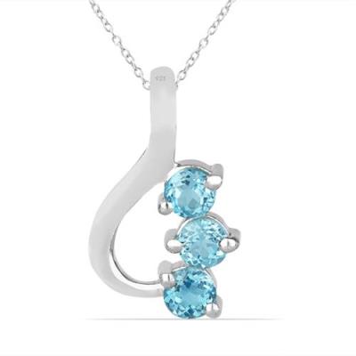 BUY STERLING SILVER  SWISS BLUE TOPAZ GEMSTONE PENDANT