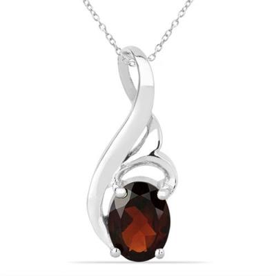 BUY 925 STERLING SILVER REAL GARNET SINGLE STONE PENDANT 