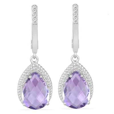 BRAZILIAN AMETHYST GEMSTONE BIG STONE EARRINGS IN 925 STERLING SILVER – BULK WHOLESALE JEWELRY SUPPLIER
