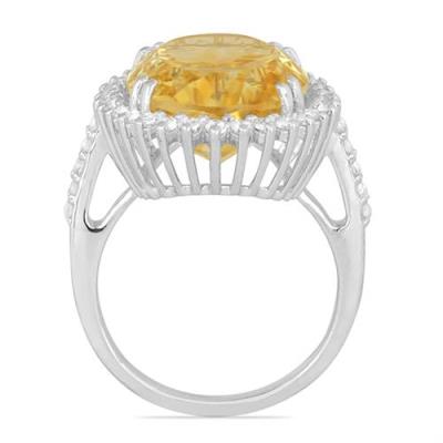 BUY REAL CITRINE GEMSTONE BIG STONE RING IN STERLING SILVER