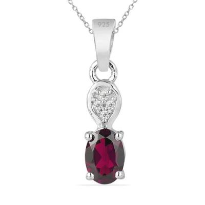 BUY NATURAL RHODOLITE GEMSTONE CLASSIC PENDANT IN STERLING SILVER