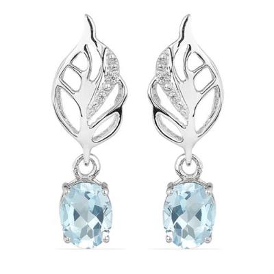 AFRICAN AMETHYST GEMSTONE LEAF EARRINGS IN 925 STERLING SILVER - MANUFACTURERS IN THE USA