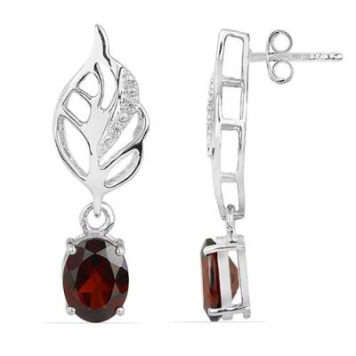 AFRICAN AMETHYST GEMSTONE LEAF EARRINGS IN 925 STERLING SILVER - MANUFACTURERS IN THE USA