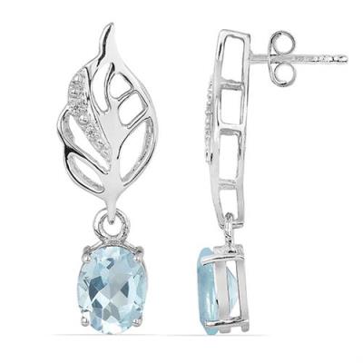 AFRICAN AMETHYST GEMSTONE LEAF EARRINGS IN 925 STERLING SILVER - MANUFACTURERS IN THE USA