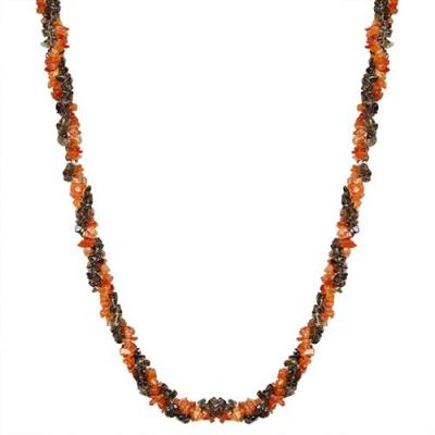 BUY STERLING SILVER NATURAL CARNELIAN AND SMOKY GEMSTONE NUGGETS NECKLACE