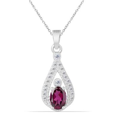 BUY 925 SILVER NATURAL RHODOLITE GEMSTONE CLASSIC PENDANT