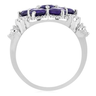 BUY AFRICAN AMETHYST GEMSTONE CLUSTER RING IN 925 SILVER