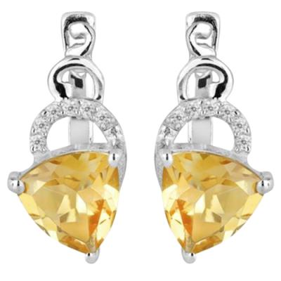 REAL CITRINE GEMSTONE EARRINGS IN 925 STERLING SILVER | JEWELPIN B2B SUPPLIER