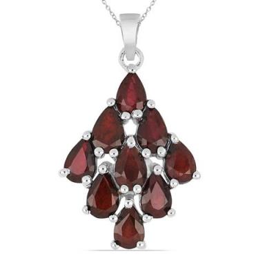 BUY STERLING SILVER NATURAL BLUE SAPPHIRE SILVER GEMSTONE CLUSTER PENDANT