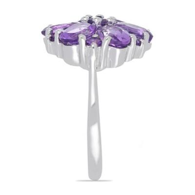 BUY BRAZILIAN AMETHYST GEMSTONE CLUSTER RING IN STERLING SILVER