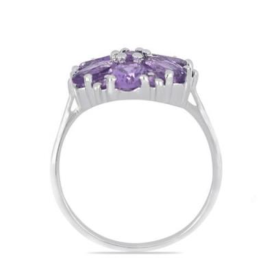 BUY BRAZILIAN AMETHYST GEMSTONE CLUSTER RING IN STERLING SILVER