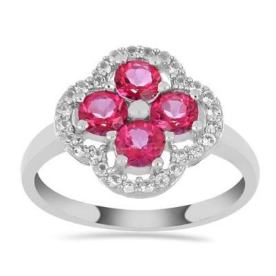 BUY STERLING SILVER NATURAL PINK TOPAZ MULTI GEMSTONE RING