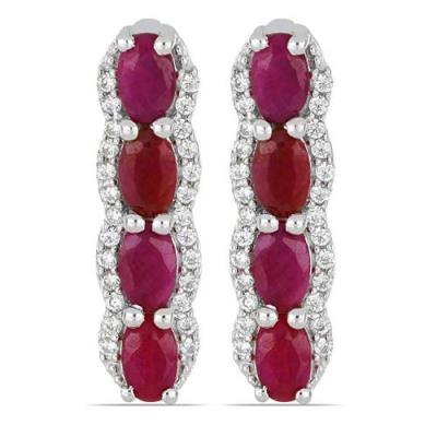 BUY NATURAL RUBY MULTI GEMSTONE EARRINGS IN 925 SILVER