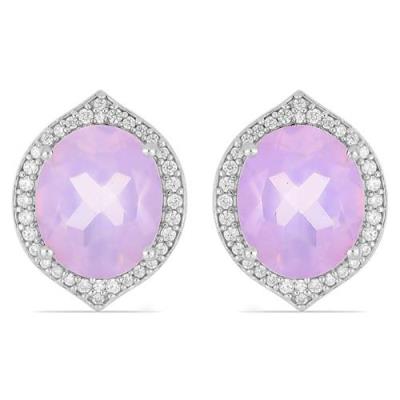 BUY STERLING SILVER NATURAL ROSE QUARTZ GEMSTONE HALO EARRINGS