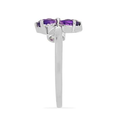 BUY STERLING SILVER AFRICAN AMETHYST GEMSTONE FLOWER RING