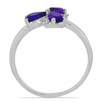 BUY STERLING SILVER AFRICAN AMETHYST GEMSTONE FLOWER RING