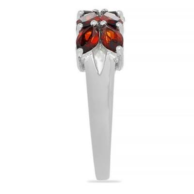 BUY 925 SILVER NATURAL GARNET GEMSTONE LEAF RING
