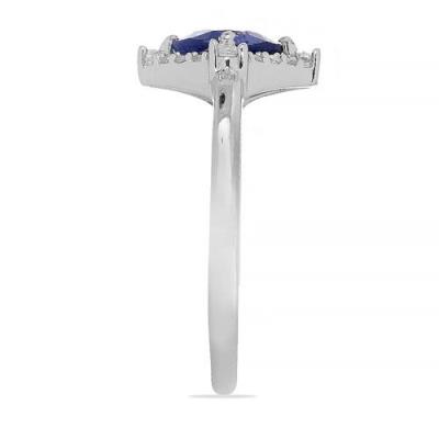 BUY AUSTRALIAN BLUE SAPPHIRE GEMSTONE HALO RING IN 925 SILVER