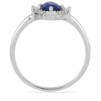 BUY AUSTRALIAN BLUE SAPPHIRE GEMSTONE HALO RING IN 925 SILVER