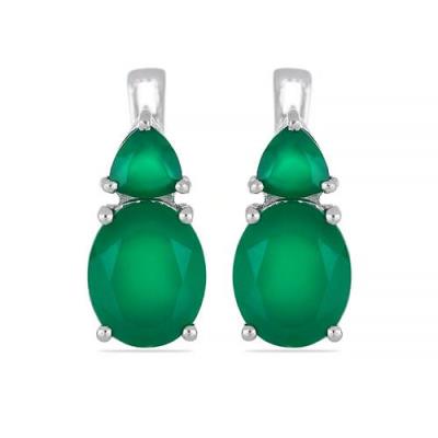 BUY REAL GREEN ONYX GEMSTONE EARRINGS IN STERLING SILVER