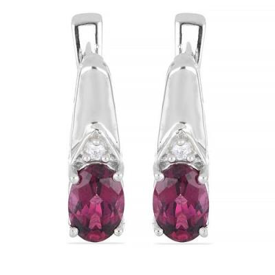 BUY NATURAL RHODOLITE GEMSTONE EARRINGS IN 925 STERLING SILVER – RHODIUM PLATED | JEWELPIN