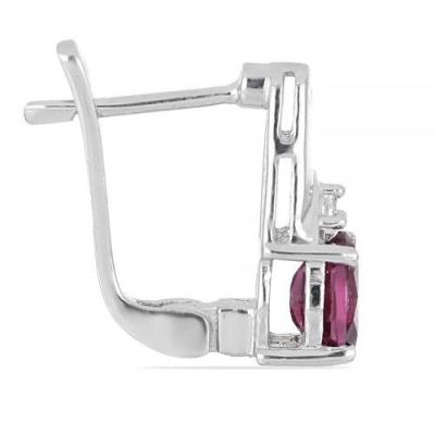 BUY NATURAL RHODOLITE GEMSTONE EARRINGS IN 925 STERLING SILVER – RHODIUM PLATED | JEWELPIN