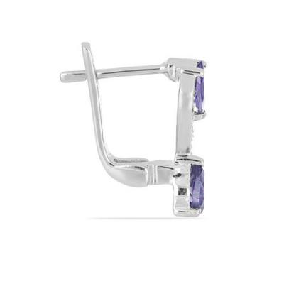 925 STERLING SILVER EARRINGS WITH NATURAL IOLITE & CUBIC ZIRCONIA GEMSTONES