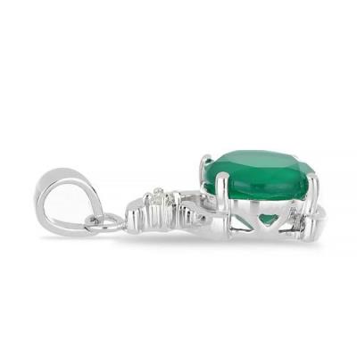 BUY NATURAL GREEN ONYX GEMSTONE CLASSIC PENDANT IN STERLING SILVER