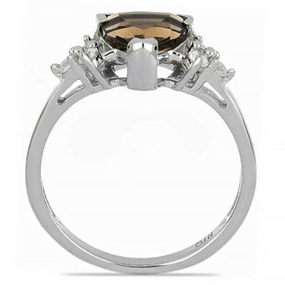 BUY STERLING SILVER NATURAL SMOKY GEMSTONE CLASSIC RING