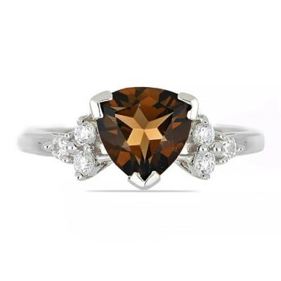 BUY STERLING SILVER NATURAL SMOKY GEMSTONE CLASSIC RING