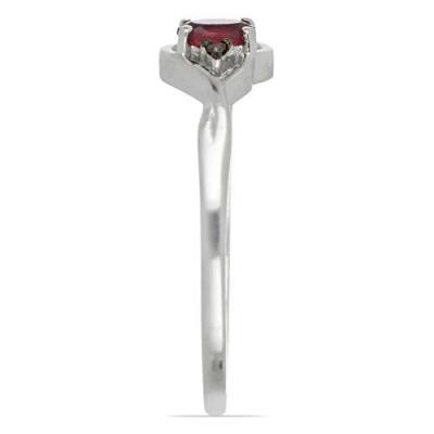 BUY STERLING SILVER GLASS FILLED RUBY GEMSTONE CLASSIC RING