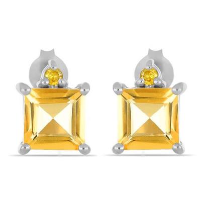 BUY BRAZILIAN CITRINE GEMSTONE STYLISH EARRINGS IN STERLING SILVER