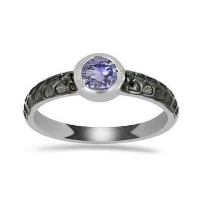 BUY NATURAL TANZANITE GEMSTONE CLASSIC RING IN 925 SILVER